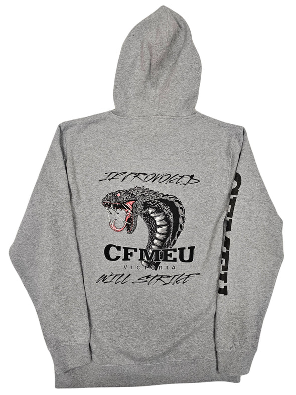 If Provoked Will Strike Cobra Hoodie - Grey/Black (AS Colour)