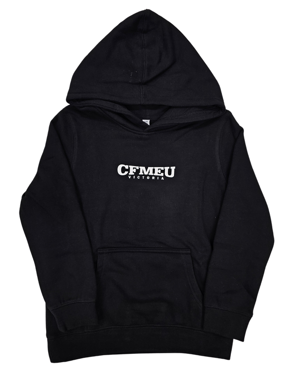 Kids CFMEU Signature Logo Hoodie - Black (AS Colour)